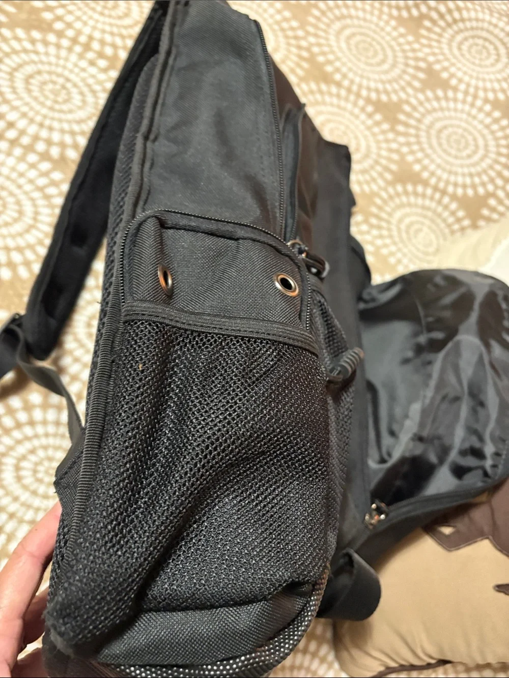 Harley-Davidson Black Backpack / travel bag . Very roomy . Orange Logo Patch